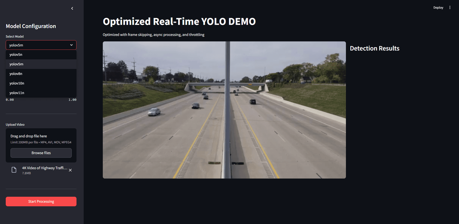 Modified YOLOv5 Streamlit